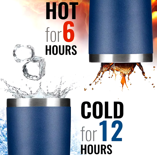 20oz Stainless Steel Vacuum Insulated Tumbler Double Wall Thermos Travel Car Mug Water Coffee Cup for Ice Drink & Hot Beverage