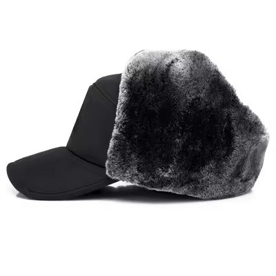 Winter Outdoor Warm Adjustable Black Furry Fluffy Ear Trapper Hat for Men, Women and Kids
