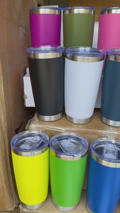 20oz Stainless Steel Vacuum Insulated Tumbler Double Wall Thermos Travel Car Mug Water Coffee Cup for Ice Drink & Hot Beverage