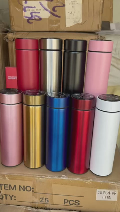 Temperature Display Vacuum Insulated Water Bottle 17oz,Thermo Flask Made of Premium Stainless Steel Coffee Cup,